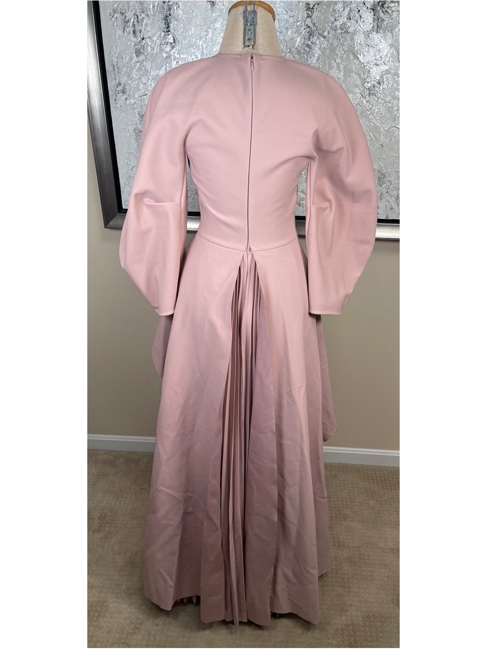 SOLACE LONDON Maia Draped Pleated Long Sleeve Crepe Peplum Maxi Dress Size 4 - Picture 7 of 9